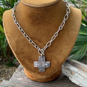 Silpada Southwest Style Sterling Silver Cross Toggle Necklace